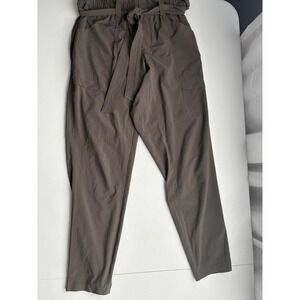 Athleta Olive/Gray Green Ankle Pants Size 4 Belted‎ High Rise Comfortable Casual